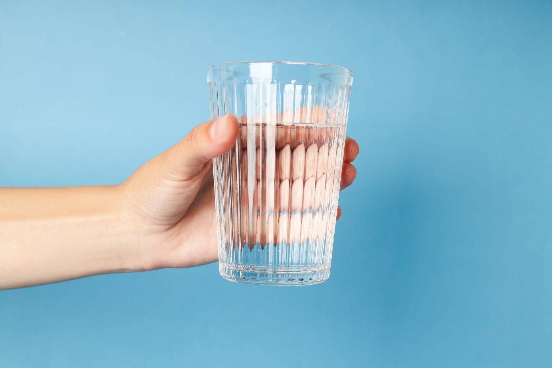 Glass of clean filtered water
