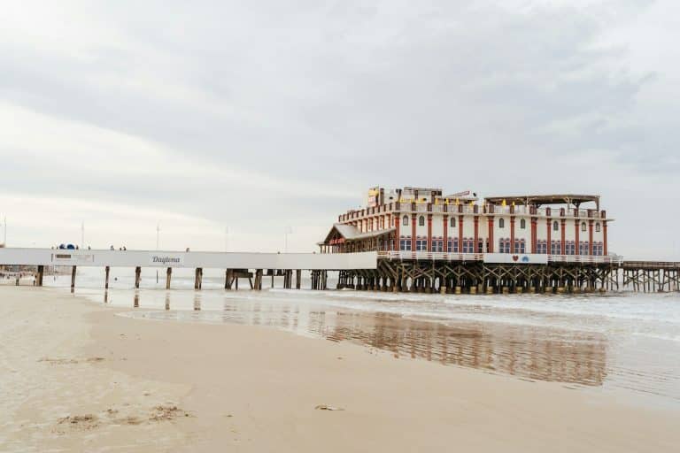 Daytona Beach pier and shoreline on Florida's Atlantic coast