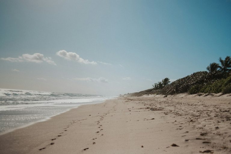 Sandy shoreline at Melbourne Beach in Brevard County, Florida
